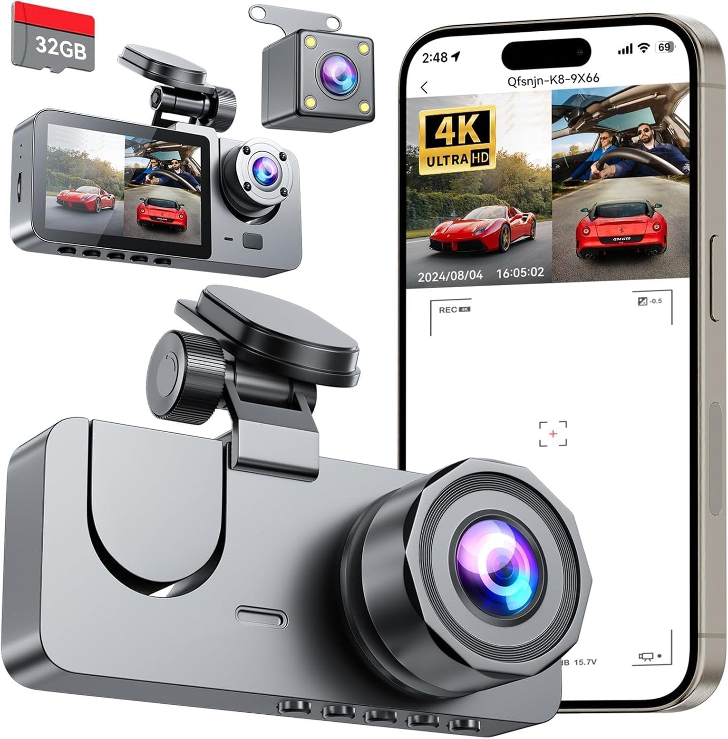 Advanced 2.5K Dash Cam – WiFi ,64gb + Infrared Night Vision with Installation